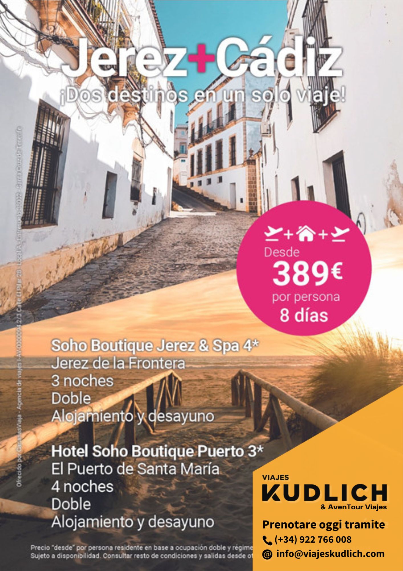 Offerta viaggio multi-destinazione: Jerez e Cadice. 8 giorni / 7 notti. Da € 389 a persona.