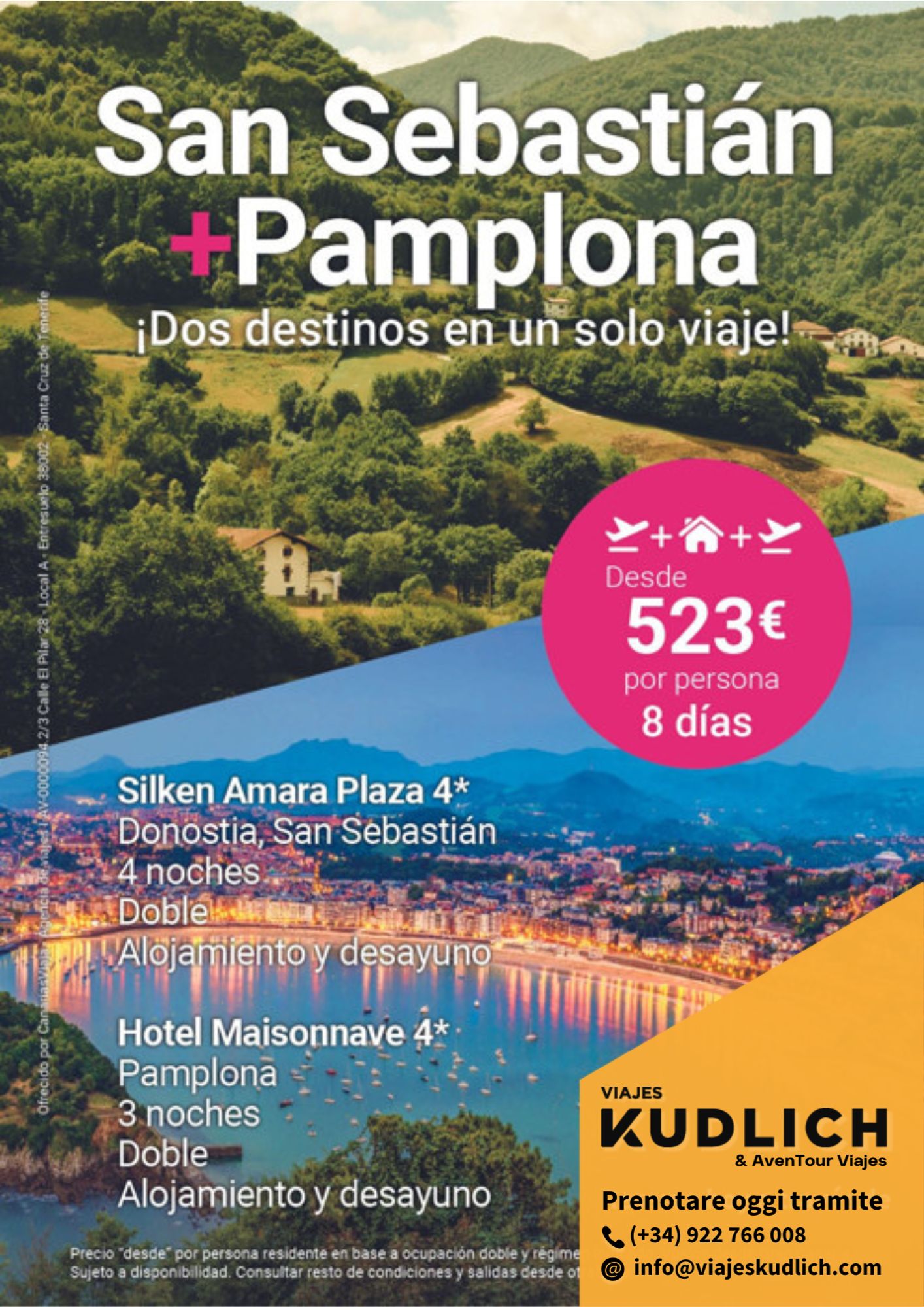Offerta di viaggio multi-destinazione: San Sebastián e Pamplona. 8 giorni / 7 notti. Da € 523 a persona.