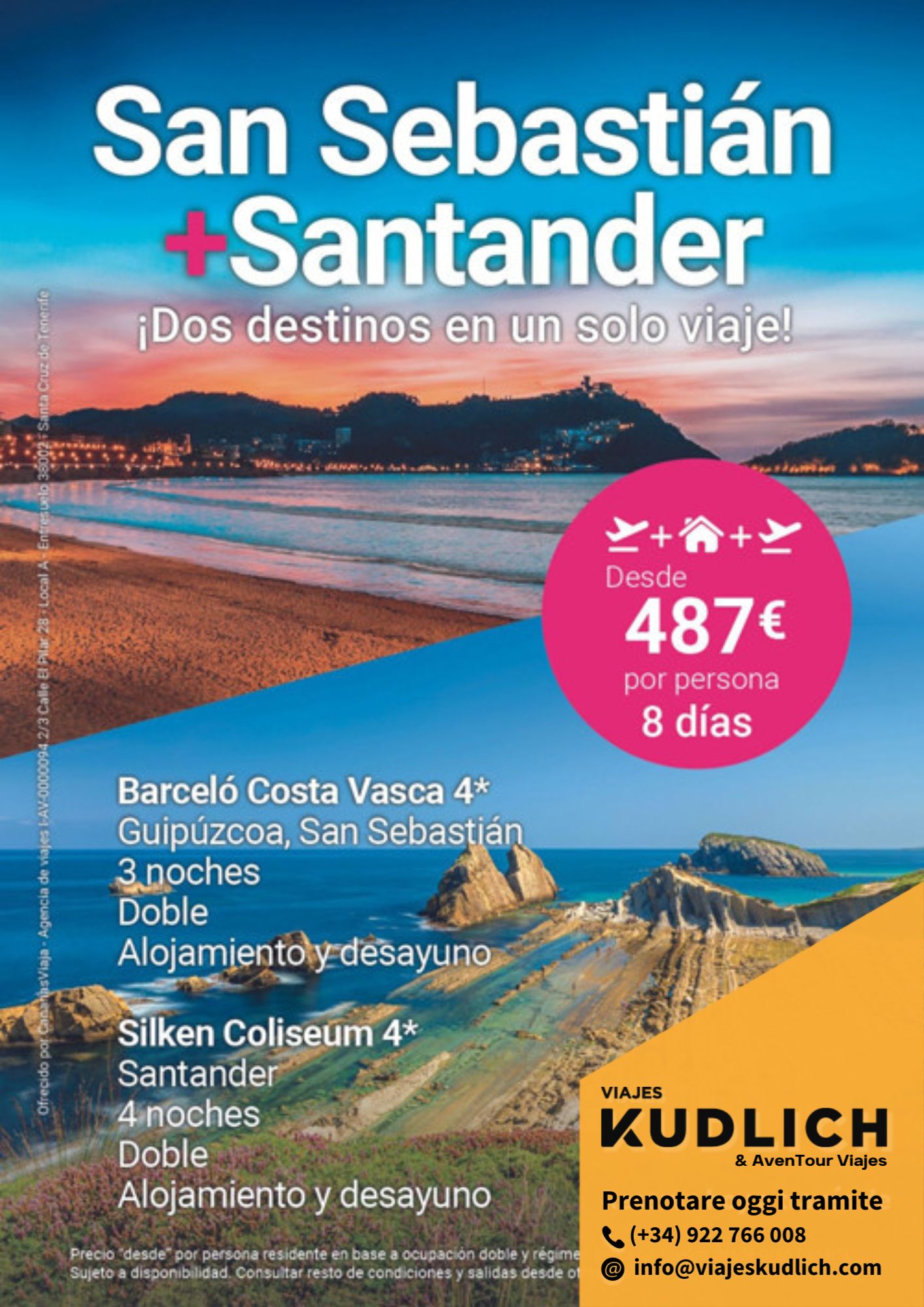 Offerta di viaggio multi-destinazione: San Sebastián e Santander. 8 giorni / 7 notti. Da € 487 a persona.