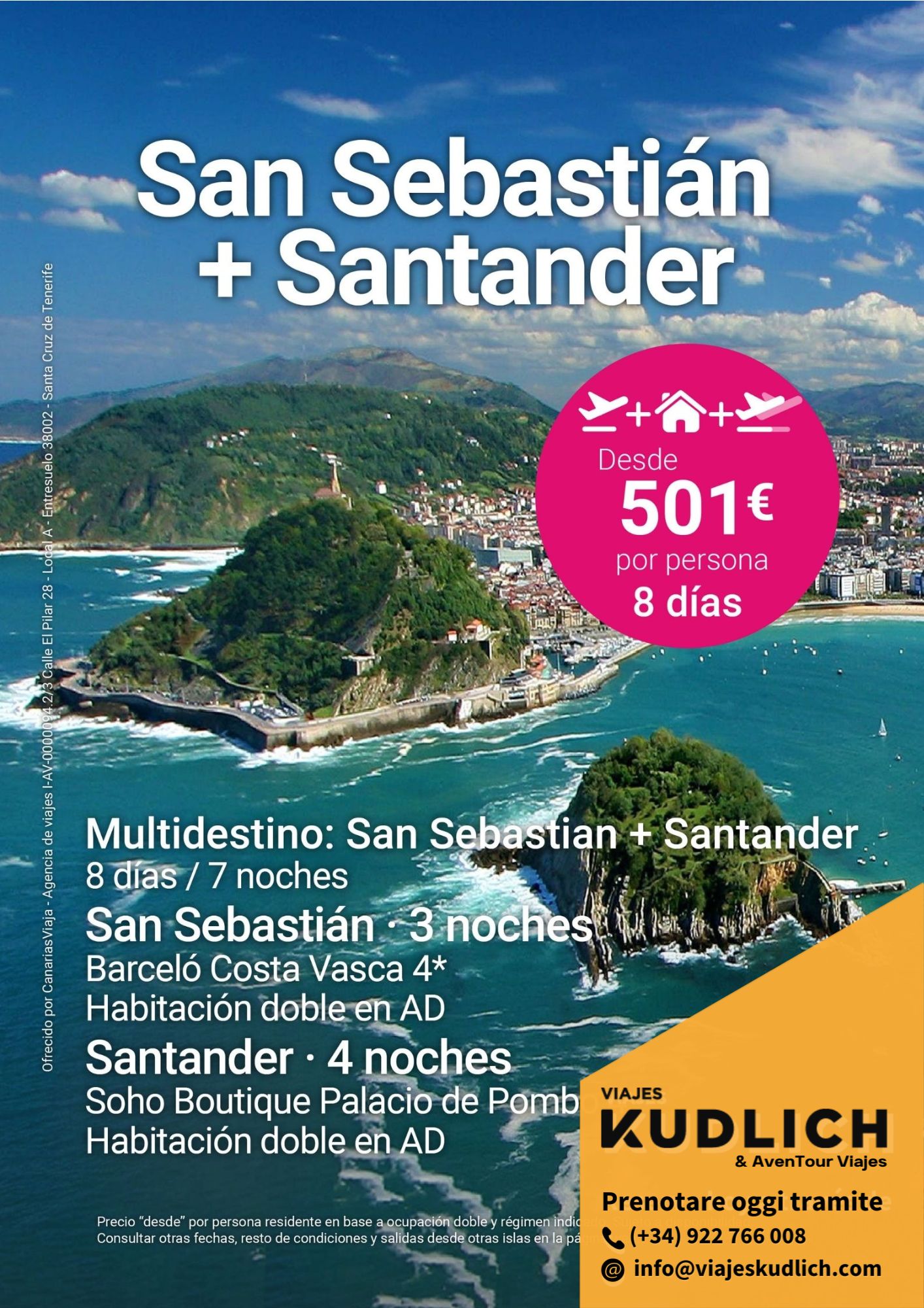 Offerta di viaggio multi-destinazione: San Sebastián e Santander. 8 giorni / 7 notti. Da € 501 a persona.