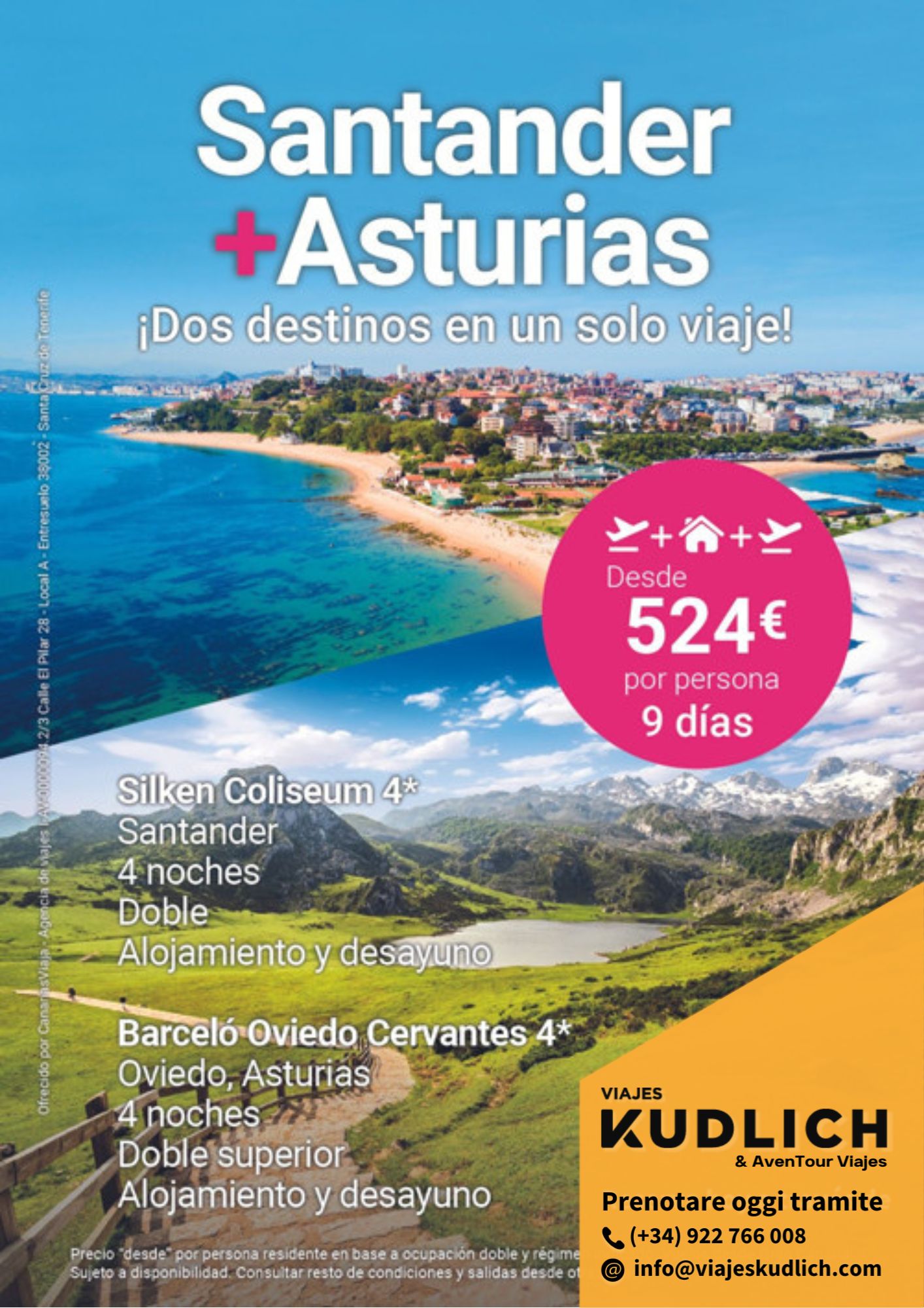 Offerta di viaggio multi-destinazione: Santander e Aturias. 9 giorni / 8 notti. Da € 524 a persona.